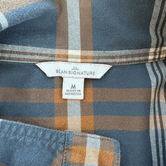 LL Bean Flannel Top Green Plaid Pullover Heritage High Neck Button Pockets Sz M - Picture 10 of 16